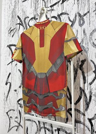 Термо футболка under armour marvel iron man, оригінал, повний принт, залізна людина, марвел, зручна, еластична, тренувань, для залу, найк, адідас4 фото