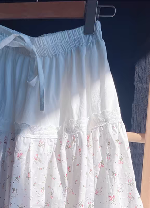 Летняя юбка белая цветы3 фото