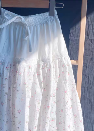 Летняя юбка белая цветы6 фото