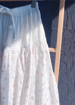 Летняя юбка белая цветы4 фото