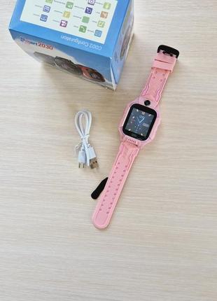 Смарт часы детский розовый цвет с симкартой