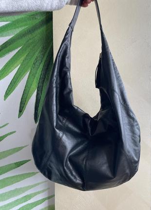 Кожаная сумка-хобо f&amp;f 100% натуральная кожа