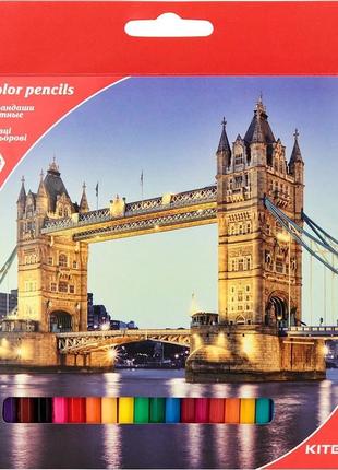 Карандаши цветные kite "города", 24 цвета лондон