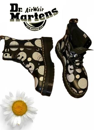 Ботинки dr. martens 26882009 jason black + white polka dot smooth мартенсы черные с белым жадон