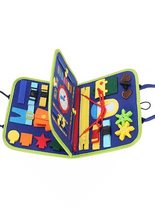 Детская развивающая сумочка 5462 бизиборд монтессори-игрушка для малышей развивающая моторику и сенсорику blue
