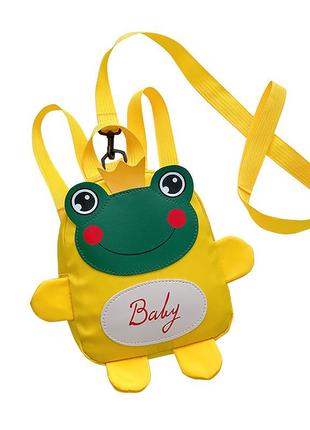 Детский рюкзак a-6864 frog с ремешком анти-потеряшка yellow