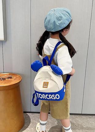 Дитячий рюкзак td-620 на одне відділення з ремінцем і вушками blue3 фото