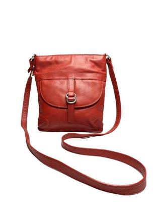 Шкіряна червона сумка кросбоді жіноча