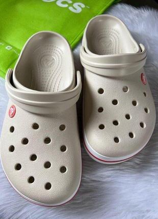 Крокс крокбенд бежові дитячі crocs crocband clogs stucco/melon7 фото