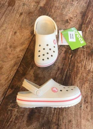 Крокс крокбенд бежові дитячі crocs crocband clogs stucco/melon