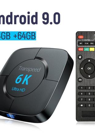 Smart tv приставка transpeed 6k смарт тв 4/64gb потужна приставка до телевізора інтернет телебачення