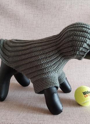 М'який в'язаний гачком вовняний светр-толстовка з капюшоном, худі зелена оливка для котів та собак5 фото