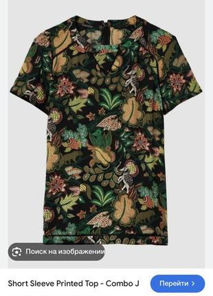 Шифоновая блузка футболка maison scotch short sleeve printed top - combo