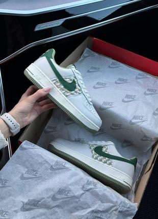 Женские кроссовки nike air force 1 light gray green