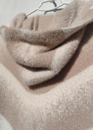 Шикарное очень мягенькое альпаки пухнастое пальто кардиган бежевый молочный8 фото