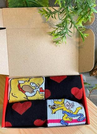Подарочный набор носков для парня на 4 пары 40-45 р модные с принтом демисезонные весна-осень качественные