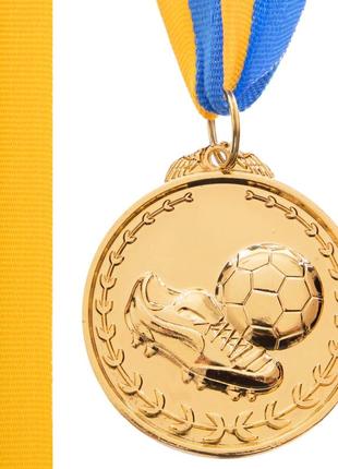 Медаль спортивна зі стрічкою футбол c-7011 золото, срібло, бронза