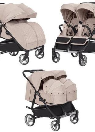 Коляска універсальна carrello connect crl-5502/1 cotton beige для двійні,люлька-переноска /1/moq