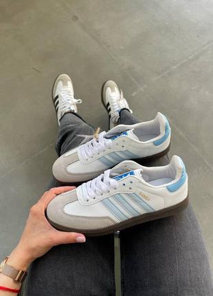 Кеды женские кожаные adidas samba halo blue