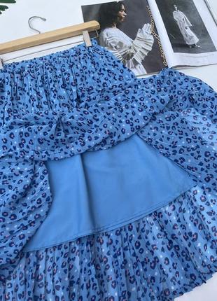 Миди юбка плиссе. плиссированная шифоновая юбка в принт4 фото