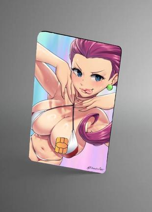 Голографічна наклейка на банківську картку sex jessie (pokemon) голографический стікер на банковскую карту аніме пакемони