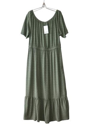 Гарна літня сукня на плечі кольору хакі р.186 фото