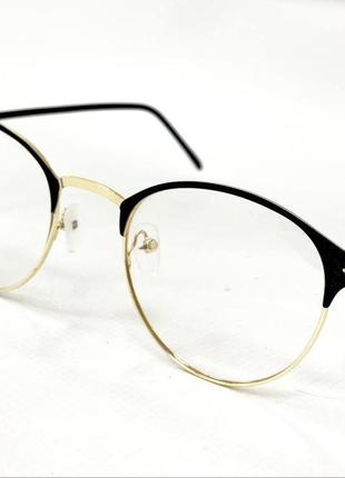 Оправа для окулярів жіноча металева кругла в золотистій фурнітурі з вираженим фронтом