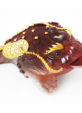 Чайна іграшка велика жаба багатства червоного кольору фігурка для чайної церемонії