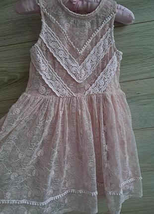 Нарядное розовое платье next 3г 4