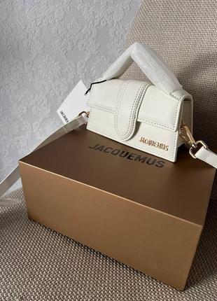 Сумка jacquemus le grand bambino mini white premium.