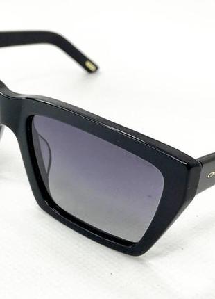Солнцезащитные женские очки трапеции узкие с черными линзами градиент оправа ацетат