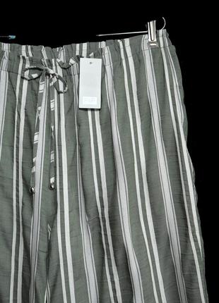 Тоненькі літні брюки кроп з натуральної тканини в смужку р.18