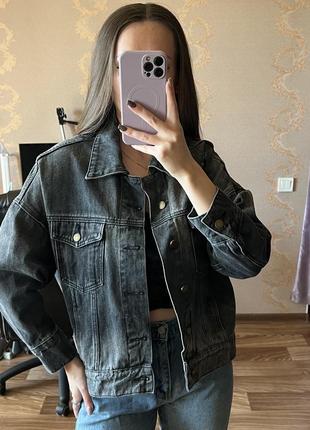 Джинсовый пиджак серый2 фото