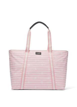 Сумка victoria's secret stripe tote в рожеву смужку