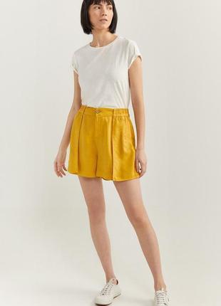Шорти трендові, стильні жіночі шорти, жовті шорти, желтые легкие шортики, стильные летние шорты.2 фото