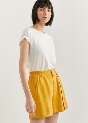 Шорти трендові, стильні жіночі шорти, жовті шорти, желтые легкие шортики, стильные летние шорты.3 фото