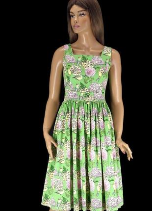 .брендовое хлопковое платье с пышной юбкой "lady vintage" в цветочный принт. размер uk12.