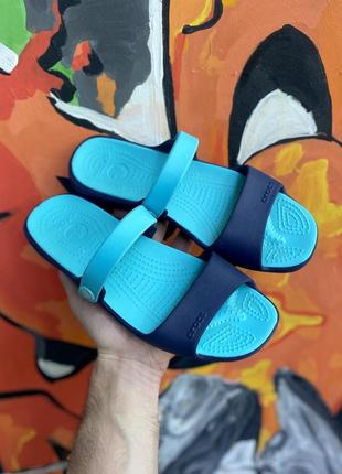 Crocs кроксы сандали шлёпанцы w8 38 размер женские голубые оригинал