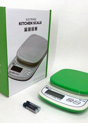 Весы кухонные с плоской платформой qz-158 5кг, точные кухонные весы. цвет: зеленый