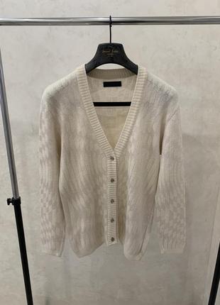 Вінтажний вовняний кардиган trussardi бежевий светр джемпер