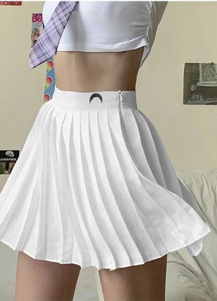 Красивая юбка мини белая плиссе с 8