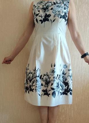 Якісне ошатне приталене  котонове плаття 12 р м debut debenhams