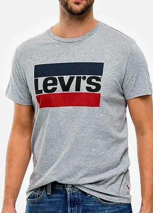 Мужская серая футболка levis с большим лого оригинал