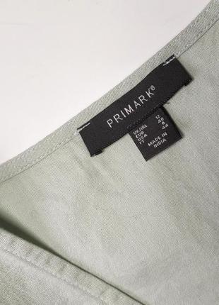 Блуза жіноча на запах льон з короткими рукавами від бренду primark s4 фото