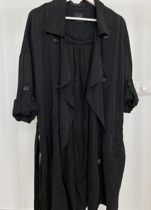 Тренч promod black flowy trench coat2 фото