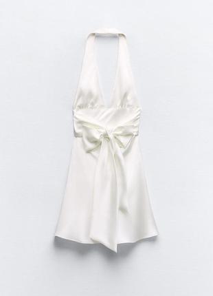Стильное короткое атласное платье платья-мини с открытой спиной zara зара4 фото