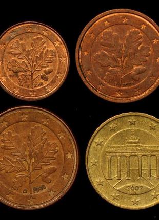 Набор монет германии 1+2+5+10 евро центов2 фото