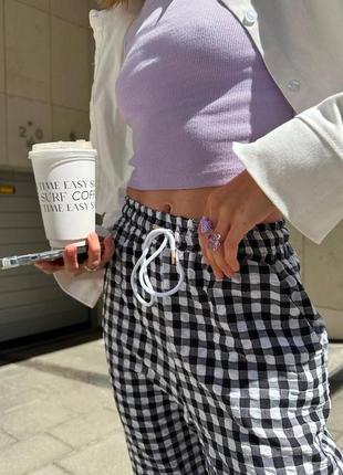 Брюки женские, супер модные брюки в клеточку, американский креп