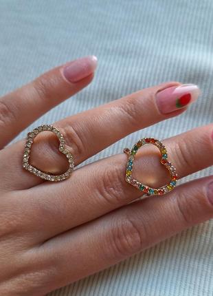 Новое кольцо кольца тренд трендовое shein золотого цвета кольцо скрепечко сердечка с камушками2 фото