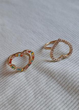 Новое кольцо кольца тренд трендовое shein золотого цвета кольцо скрепечко сердечка с камушками3 фото